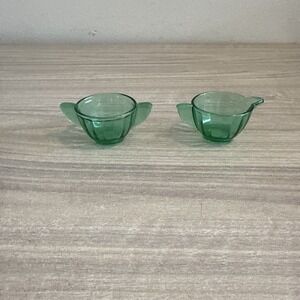 Akro Agate Vintage Uranium Green Glass Play Set Drinking Cups 2 Sided Lot Of 2